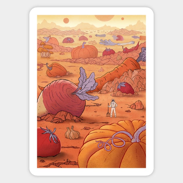 Farming on Mars Sticker by Antoine Doré